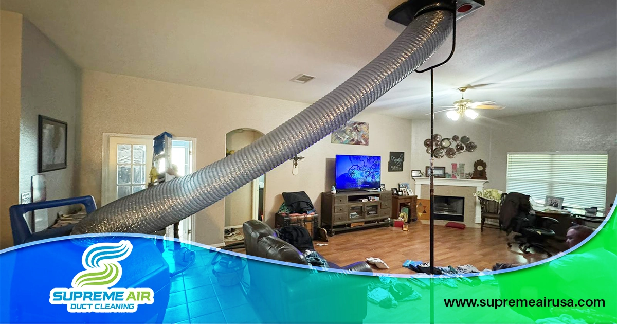 Shows an image of the air duct cleaning process for allergy relief in San Antonio.