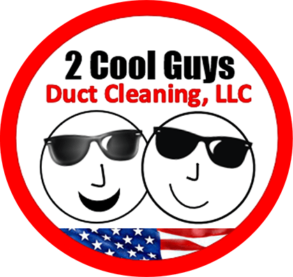 Professional air duct cleaning that shows an image of 2 Cool Guys' company logo.