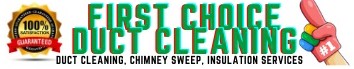 Professional dryer vent cleaning services from First Choice Duct Cleaning. An image that shows their company logo.
