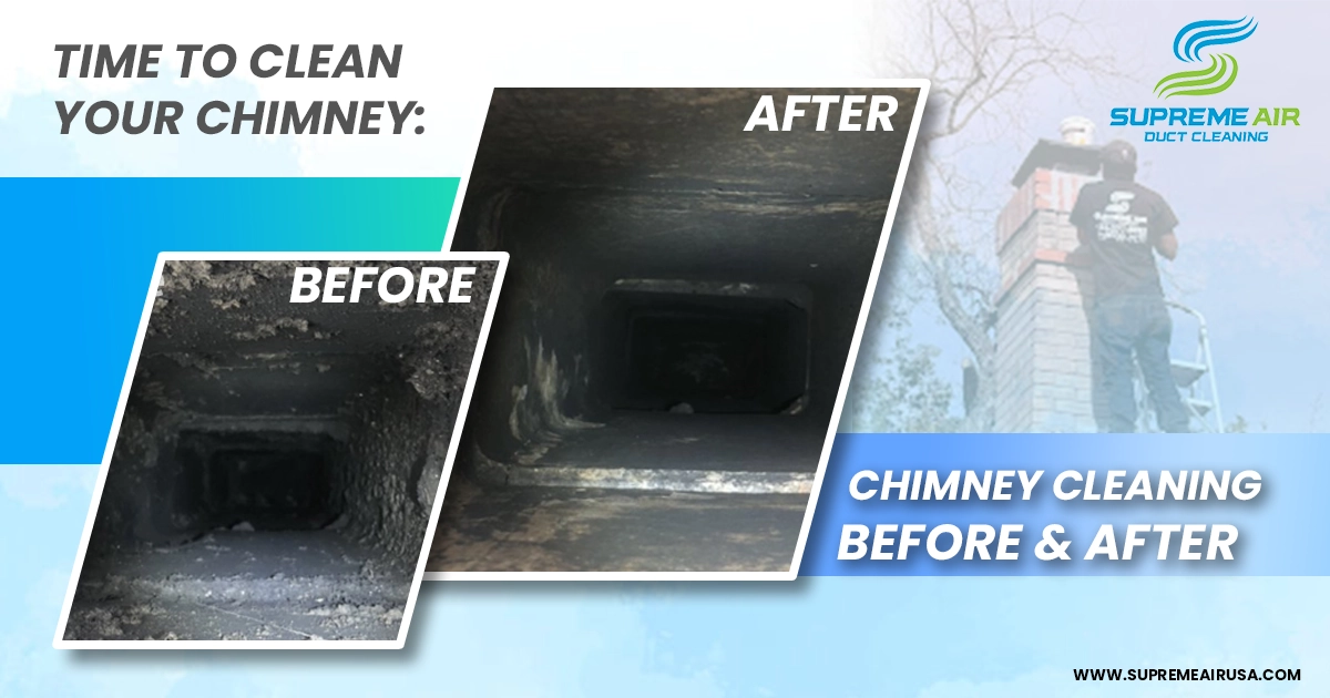 An information graphic that shows the before and after comparison of the chimney.